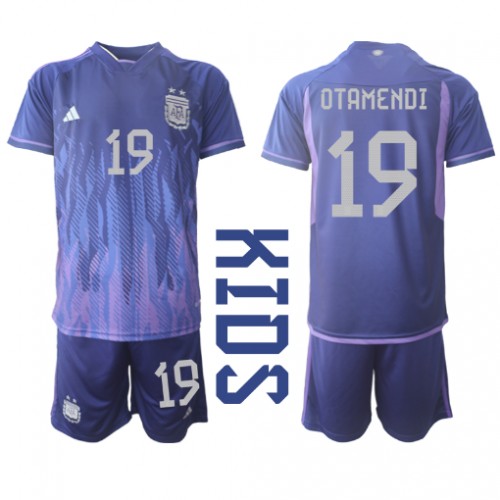 Argentina Nicolas Otamendi #19 Bortedraktsett Barn VM 2022 Kortermet (+ Korte bukser) Argentina Nicolas Otamendi #19 Bortedraktsett Barn VM 2022 Kortermet (+ Korte bukser)